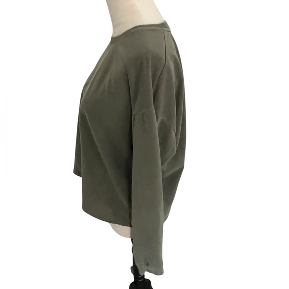 Marine Layer Women’s XL Olive Green Sweatshirt Thin Cropped - Picture 4 of 7